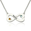 Image de Collier coeur infini en argent sterling 925 gravé - Personnalisez avec n'importe quel nom ou pierre de naissance | Collier Prénom Personnalisé Argent 925