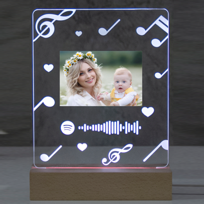 Afbeeldingen van Gepersonaliseerde foto-nachtlamp met scanbare Spotify-code met muzieknoot voor muziekliefhebbers | Gepersonaliseerd cadeau voor geliefden | Beste cadeau-idee voor verjaardag, Thanksgiving, Kerstmis enz.