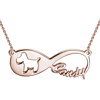 Image de Collier avec nom de chien infini plaqué or 14 carats - Personnalisez avec n'importe quel nom ou pierre de naissance | Collier Prénom Personnalisé Argent 925