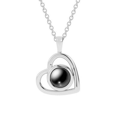 Image de Je t'aime collier 100 langues collier coeur projection personnalisé - personnaliser avec n'importe quelle photo | Collier Photo Personnalisé en Cuivre ou Argent 925