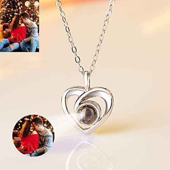 Imagen de Joyas de collar con colgante en forma de corazón con imagen de proyección personalizada