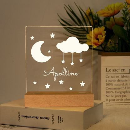 Afbeeldingen van Maan en sterren nachtlampje | Personaliseerde het met de naam van uw kind | Beste cadeaus idee voor verjaardag, Thanksgiving, Kerstmis etc.