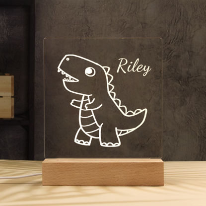 Image de Veilleuse dinosaure mignonne | Personnalisez-le avec le nom de votre enfant | Meilleure idée de cadeau pour un anniversaire, Thanksgiving, Noël, etc.