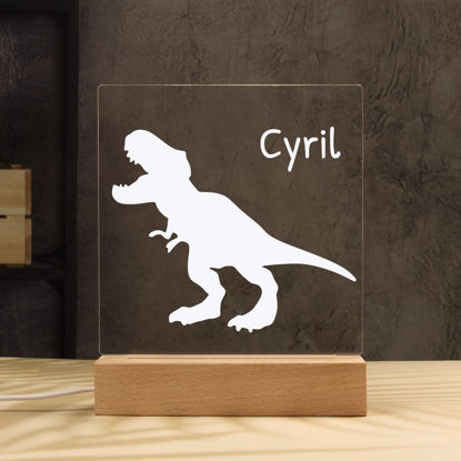 Image de Veilleuse dinosaure | Personnalisez-le avec le nom de votre enfant | Meilleure idée de cadeau pour un anniversaire, Thanksgiving, Noël, etc.