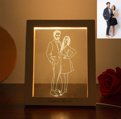 Image de Lampe de nuit à LED avec cadre photo en bois personnalisé | Personnalisez avec votre belle photo | Meilleure idée de cadeau pour un anniversaire, Thanksgiving, Noël, etc.