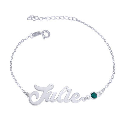 Afbeeldingen van 925 Sterling Silver Personalized Name Bracelet In Birthstone - Customize With Any Name or Birthstone | Custom Name Bracelet 925 Sterling Silver