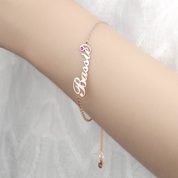 Picture of 925 Sterling Silver Personalized Birthday Gift Name Bracelet