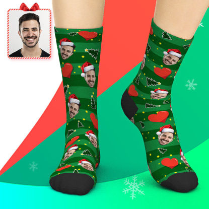 Picture of Personalized Funny Photo Face Socks for Men & Women Green Color