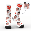 Image de Chaussettes de visage personnalisées - Coeur - Chaussettes de visage photo drôle personnalisées pour hommes et femmes - Meilleur cadeau pour la famille