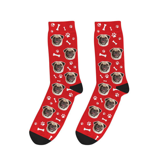 Picture of Custom Dog Socks With Paw And Bone Patterns
