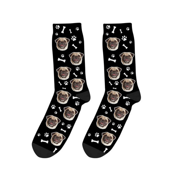 Imagen de Calcetines de perro personalizados con patrones de pata y hueso