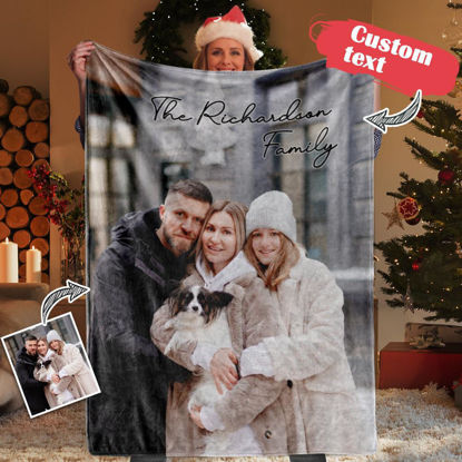 Afbeeldingen van Aangepaste gegraveerde foto deken | U kunt foto's aanpassen om naar uw gezin te sturen | Beste cadeau-idee voor verjaardag, Thanksgiving, Kerstmis enz.