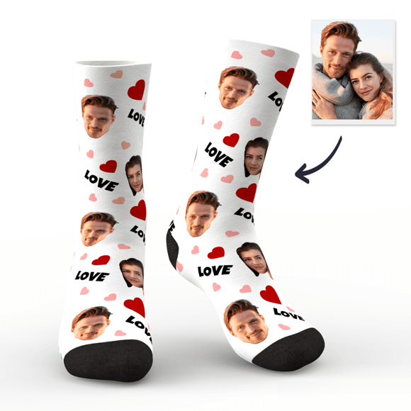 Picture of Custom Face Socks Personalized Photo Socks Gift For Family - Love