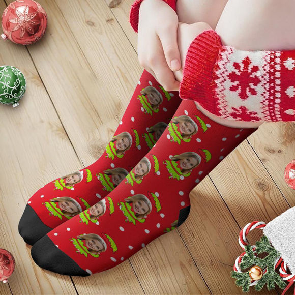 Imagen de Medias navideñas personalizadas con foto para el regalo más cálido