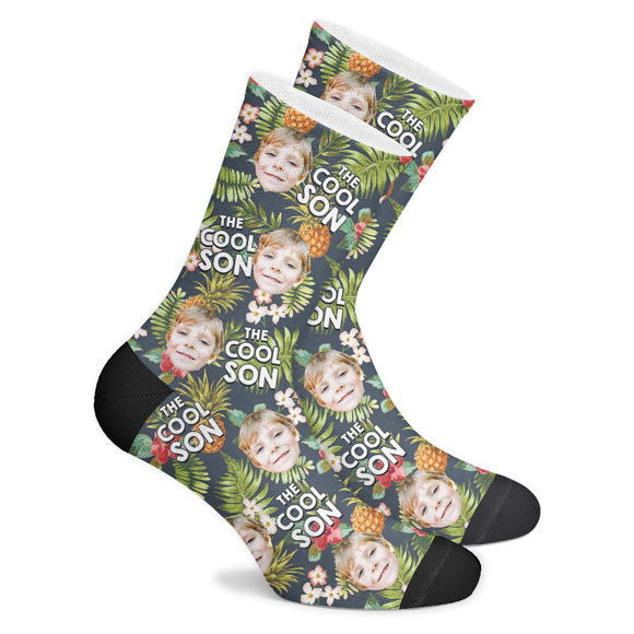 Bild von Personalisierte tropische Socken für coolen Sohn 