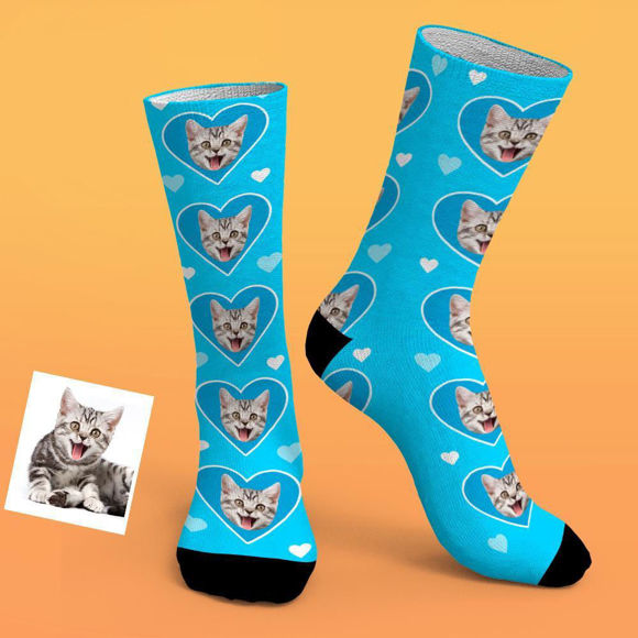Imagen de Calcetines personalizados con foto de mascota con corazón de amor 