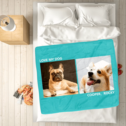 Image de Couverture personnalisée Pets Fleece avec 2 photos | Meilleure idée de cadeau pour un anniversaire, Thanksgiving, Noël, etc.