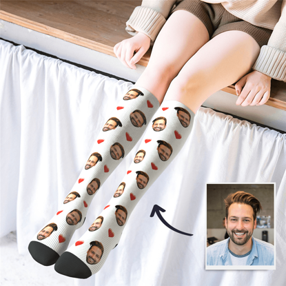 Afbeeldingen van Custom High Socks Multicolor with Little Love - Personalized Funny Photo Face Socks for Women - Best Gift for Her