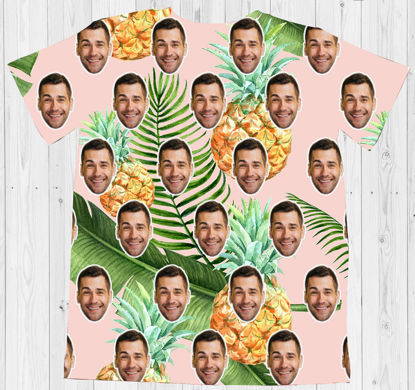 Bild von Benutzerdefiniertes Foto-Kurzarm-Hawaii-T-Shirt im Ananas-Stil