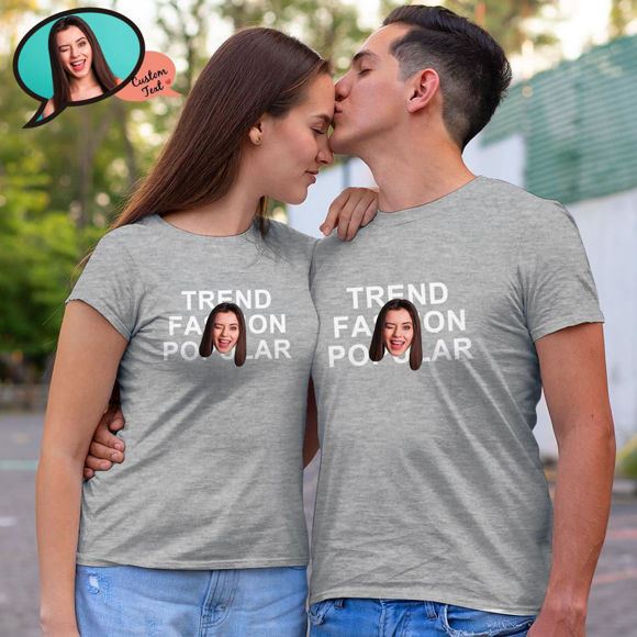 Image de T-shirt Photo Personnalisé à Manches Courtes - T-Shirt Personnaliser Visage Drôle pour Femme et Homme