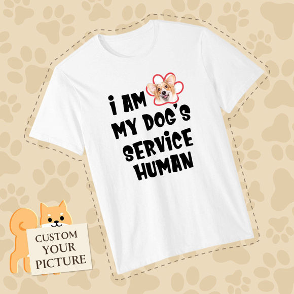 Image de T-shirt Photo Personnalisé à Manches Courtes - T-shirt I am Dog's Service Human Pet Lovers