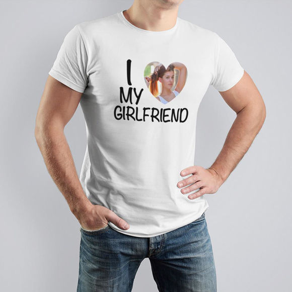Image de T-shirt Photo Personnalisé à Manches Courtes - T-Shirt I Love My Girlfriend pour Hommes avec Graphique Personnalisé