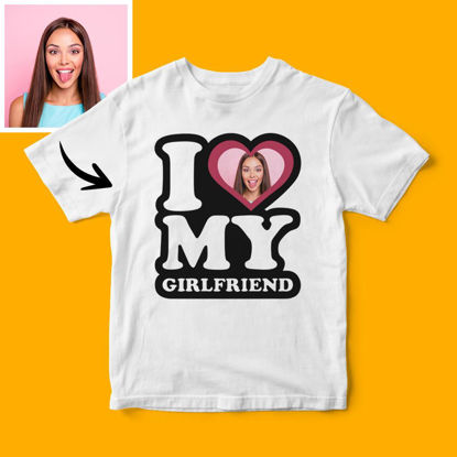Afbeeldingen van Custom Photo Short Sleeve T-shirt  - I Love My Girlfriend Personality Style T-Shirt