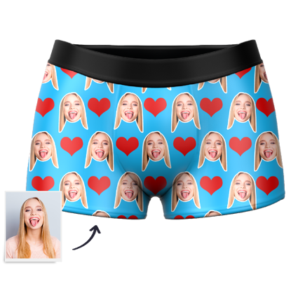 Afbeeldingen van Custom Men's Heart-shaped Boxer Briefs -  Personalized Funny Photo Face Underwear for Men - Best Gift for Him