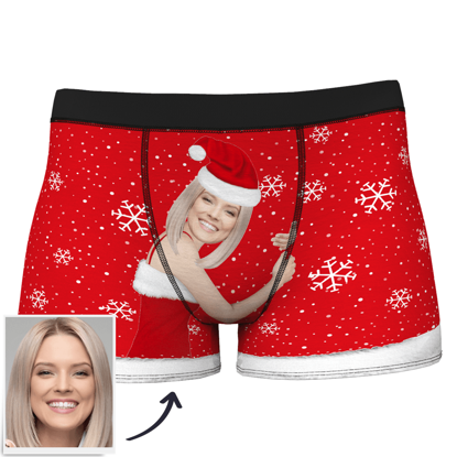 Image de Boxer de Noël personnalisé pour homme - Sous-vêtement personnalisé avec photo drôle pour homme - Meilleur cadeau pour lui