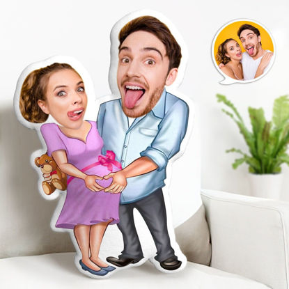 Image de Coussin personnalisé pour couple de grossesse avec visage ｜ Meilleure idée cadeau pour un anniversaire, Thanksgiving, Noël, etc.