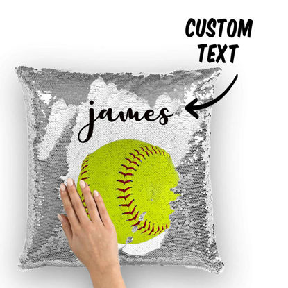 Afbeeldingen van Gepersonaliseerde naam Magic Baseball Sequin Pillow｜Beste cadeau-idee voor verjaardag, Thanksgiving, Kerstmis etc.