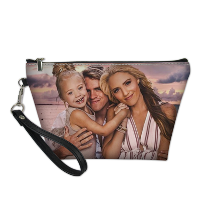 Image de Sac Cosmétique Portable Photo Personnalisé | Trousse de maquillage personnalisée avec photo de famille | Meilleure idée cadeau pour un anniversaire, Thanksgiving, Noël, etc.