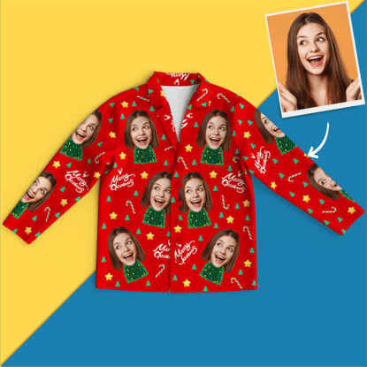 Afbeeldingen van Aangepaste foto pyjama shirt voor dames of heren - gepersonaliseerde kerstfoto gezicht kopie unisex pyjama - beste cadeau voor familie en vrienden