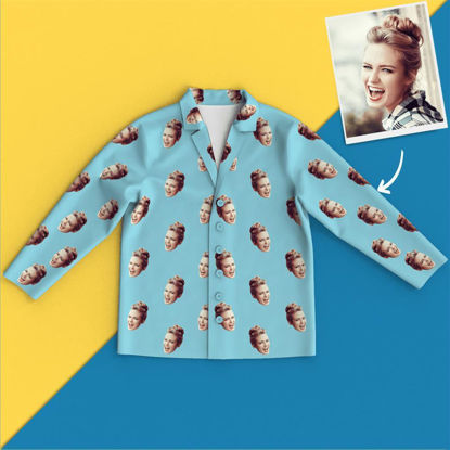 Image de Chemise de pyjama photo personnalisée pour femmes ou hommes - Pyjama visage coloré personnalisé à manches longues - Meilleur cadeau pour la famille et les amis