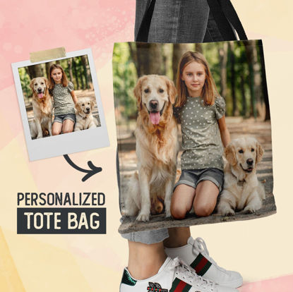 Afbeeldingen van Personalice con su familia y hermosas mascotas fotos bolso | Mejor idea de regalos para cumpleaños, acción de gracias, Navidad, etc.