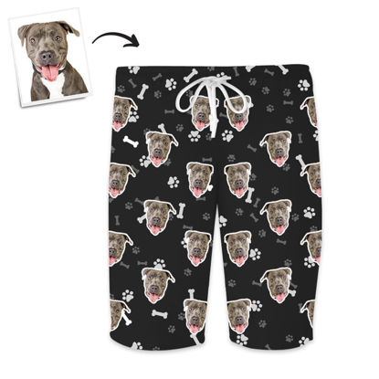 Afbeeldingen van Custom Home Shorts Pajama Pants Pet Bones - Personalized Photo Face copy Unisex Pajama Pants - Best Gift for Family and Friends