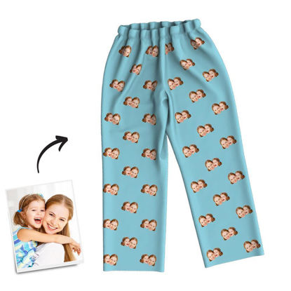 Afbeeldingen van Aangepaste foto dubbele meerpersoons avatar pyjamabroek - gepersonaliseerde foto gezichtskopie unisex pyjamabroek - beste cadeau voor familie en vrienden