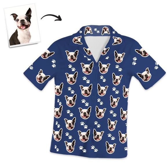 Imagen de Pijama de manga corta con foto personalizada para mascotas con huellas 