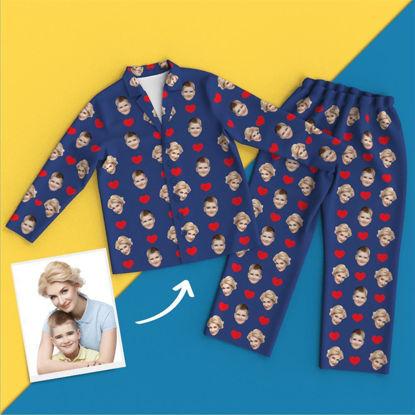 Afbeeldingen van Aangepaste liefde kleurrijke volledige pyjama - gepersonaliseerde gezichtskopie unisex pyjama - beste cadeau voor familie, vriend
