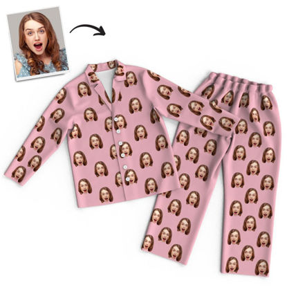 Afbeeldingen van Aangepaste gezichtspyjama volledige set lange mouwen - gepersonaliseerde gezichtskopie unisex pyjama - beste cadeau voor familie, vriend