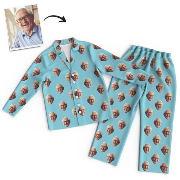 Image de Cadeau multicolore de pyjama personnalisé pour la maison - Pyjama unisexe avec copie de visage personnalisé - Meilleur cadeau pour la famille, un ami