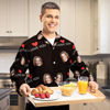 Image de Pyjama personnalisé "Je t'aime" à manches longues comme meilleure idée cadeau - Pyjama unisexe personnalisé avec copie faciale - Meilleur cadeau pour la famille, un ami