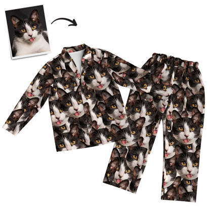 Afbeeldingen van Aangepaste huisdier pyjamabroek volledige set meerdere avatars - gepersonaliseerde gezichtskopie unisex pyjama - beste cadeau voor familie, vriend