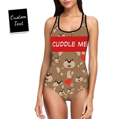 Image de Maillot de bain une pièce personnalisé Teddy Bear pour femme - Maillot de bain multi-visage pour enterrement de vie de jeune fille - Meilleur cadeau d'été