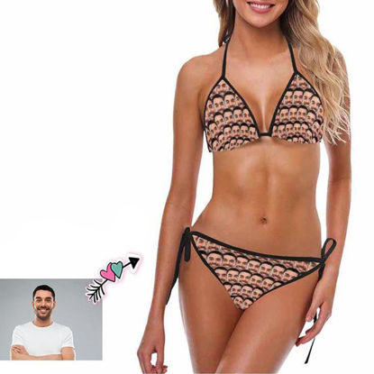 Image de Maillot de bain deux pièces en bikini pour femme avec copie personnalisée - Maillots de bain multi-visages pour enterrement de vie de jeune fille - Meilleur cadeau d'été