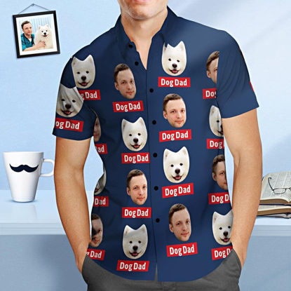 Afbeeldingen van Aangepaste gezicht foto Hawaiiaans shirt - aangepaste mannen gezicht all-over print Hawaiiaans shirt - beste cadeaus voor hondenvader - strandfeest T-shirts als vakantiegeschenken