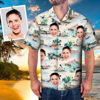 Image de Chemise hawaïenne personnalisée avec photo de visage - Personnalisez la chemise hawaïenne à manches imprimées sur toute la photo - Meilleurs cadeaux pour hommes - T-shirts de fête sur la plage comme cadeau de vacances