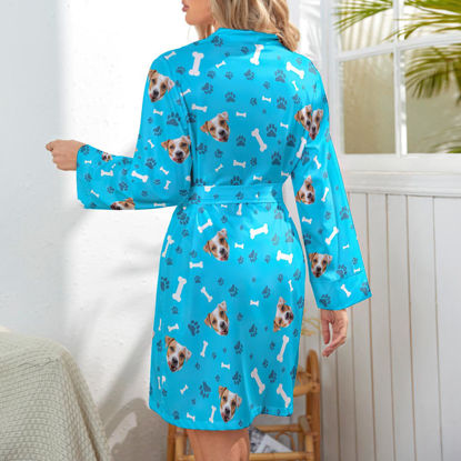 Image de Pyjama photo personnalisé de patte de chien de visage personnalisé - Robe de nuit/peignoir de photo d'animal familier personnalisé