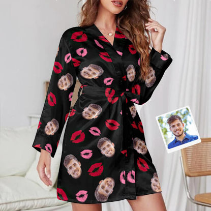 Image de Pyjamas Photo Personnalisés de Chemise de Nuit de Baiser de Visage Personnalisés