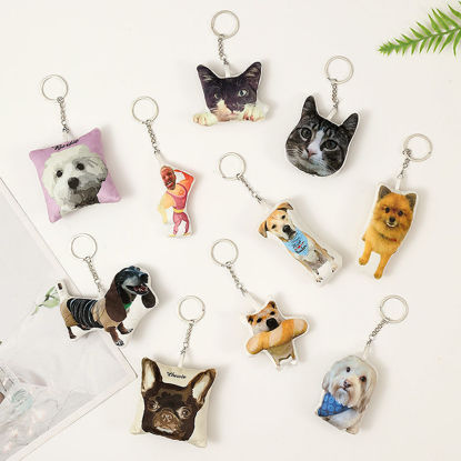 Afbeeldingen van Llavero de foto 3D personalizado - Colgantes de mochila de foto personalizados - Llavero de perro personalizado - Encanto de llavero de gato - Mini almohada - Regalo personalizado